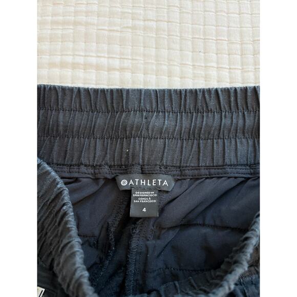 Athleta Black Linen Drawstring Pant w Zipper Pockets Size 2 - Picture 2 of 4